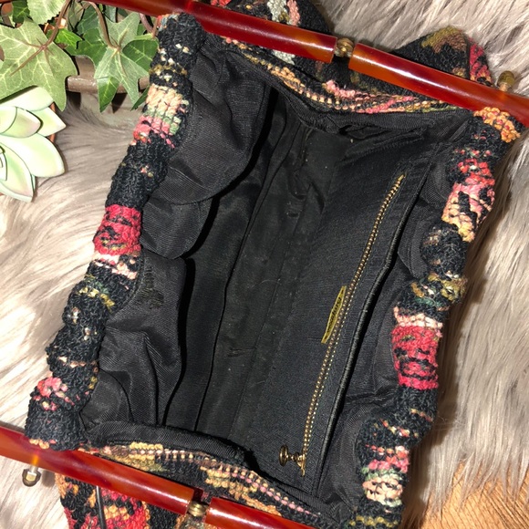 Gorgeous Vintage NeedlePoint Bag-EUC-12x7x3-Black - Picture 10 of 16